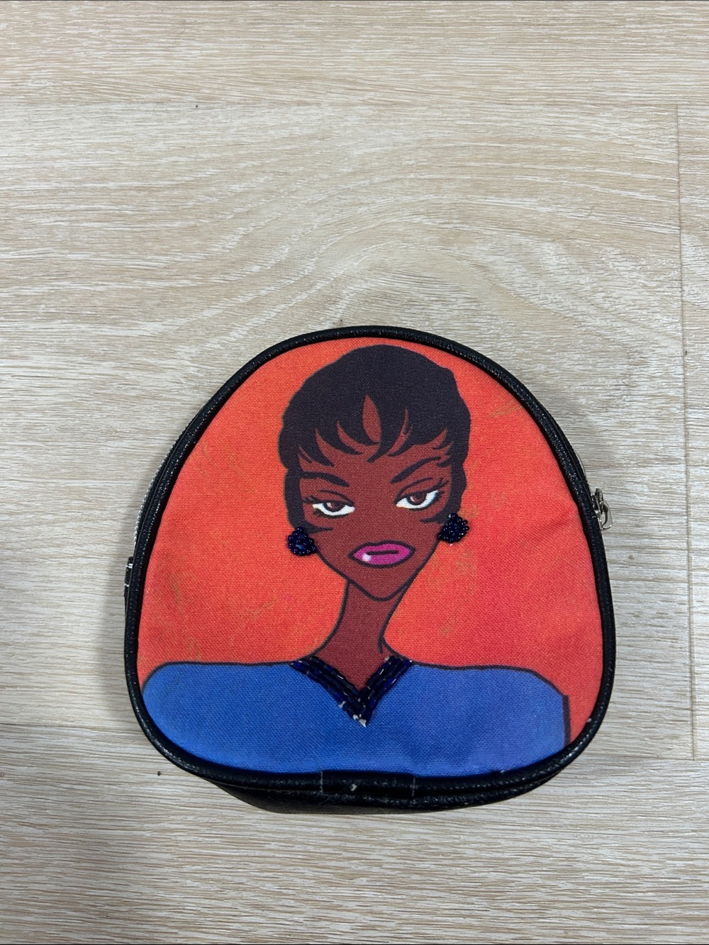 Stylish Orange & Blue Portrait Cosmetic Pouch